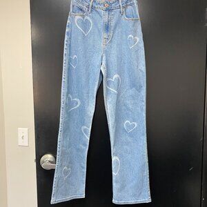 Hollister Ultra High-Rise Dad Jean Heart Denim Jeans Casual  Womens 3R/w26R